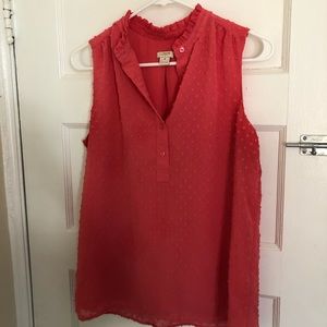 J. Crew Swiss Dot Blouse with ruffle neck